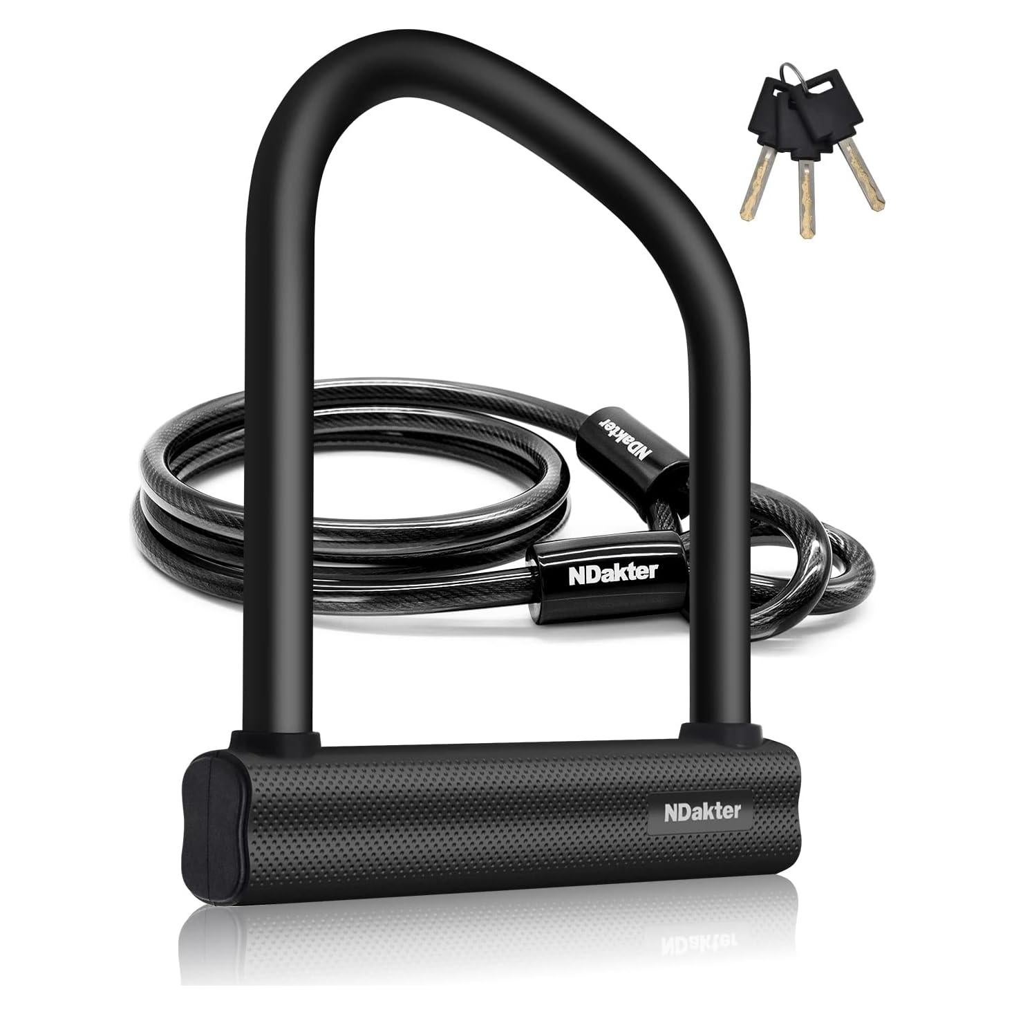 Candado en U NDakter Alta Seguridad 1.78cm con Cable 1.83m