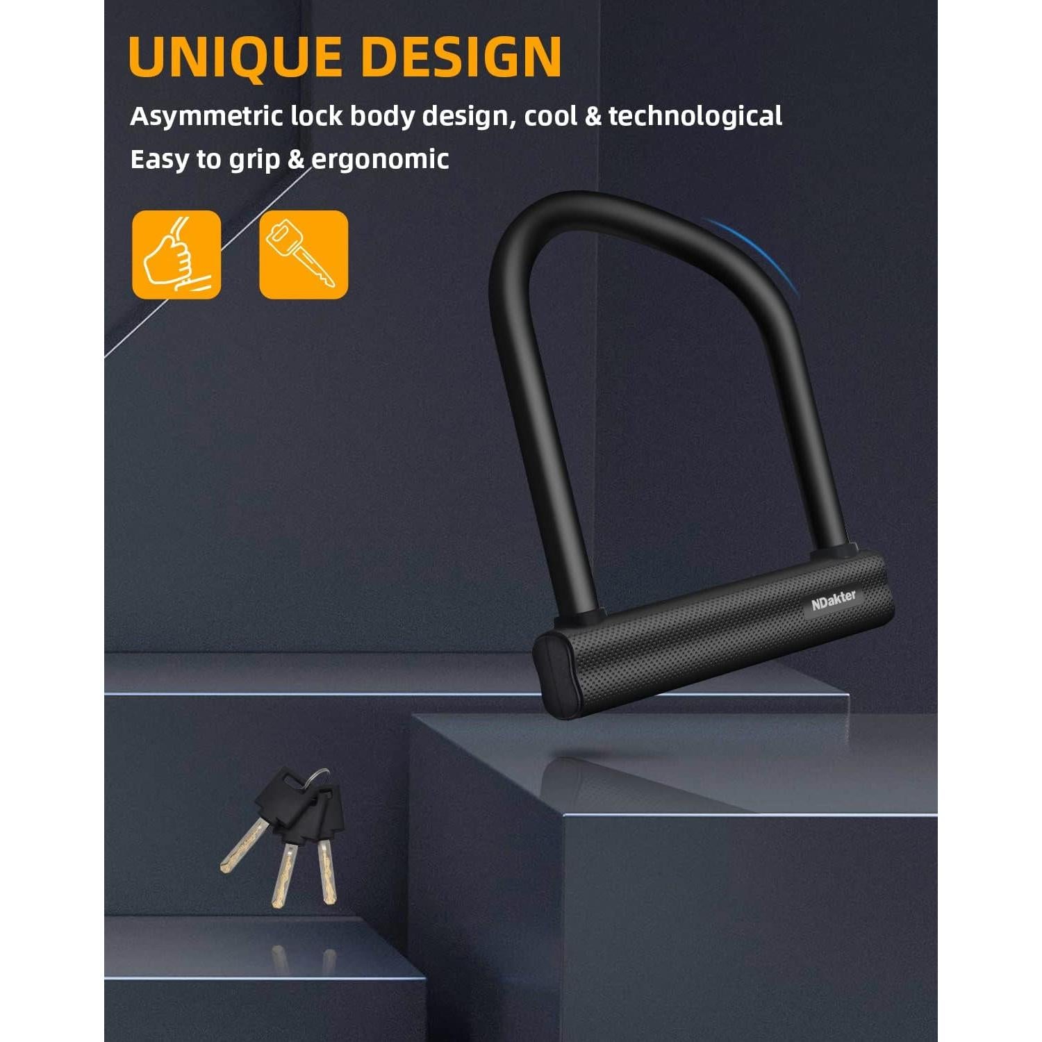 Candado en U NDakter Alta Seguridad 1.78cm con Cable 1.83m