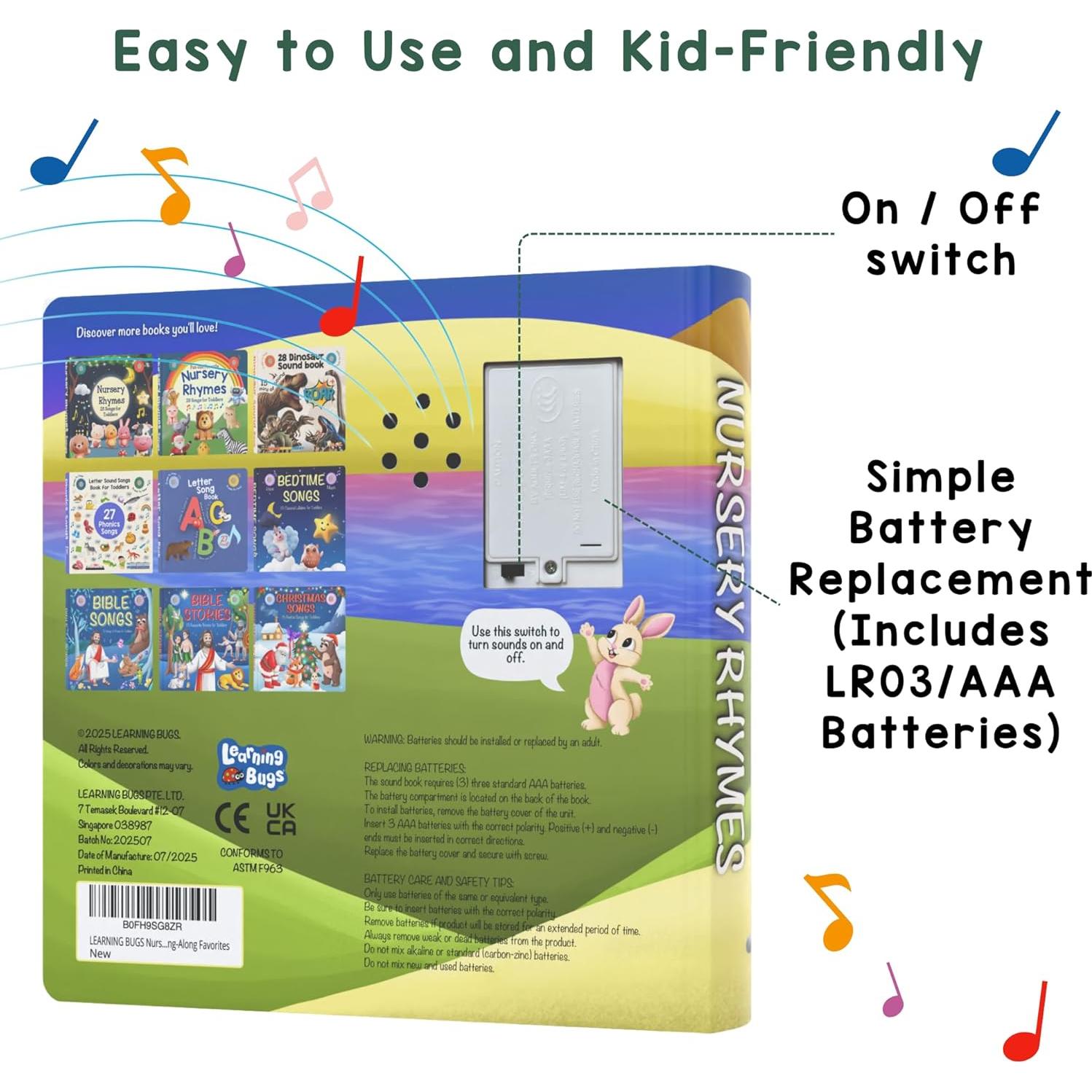 Libro Musical Infantil Learning Bugs 15 Rimas para Niños