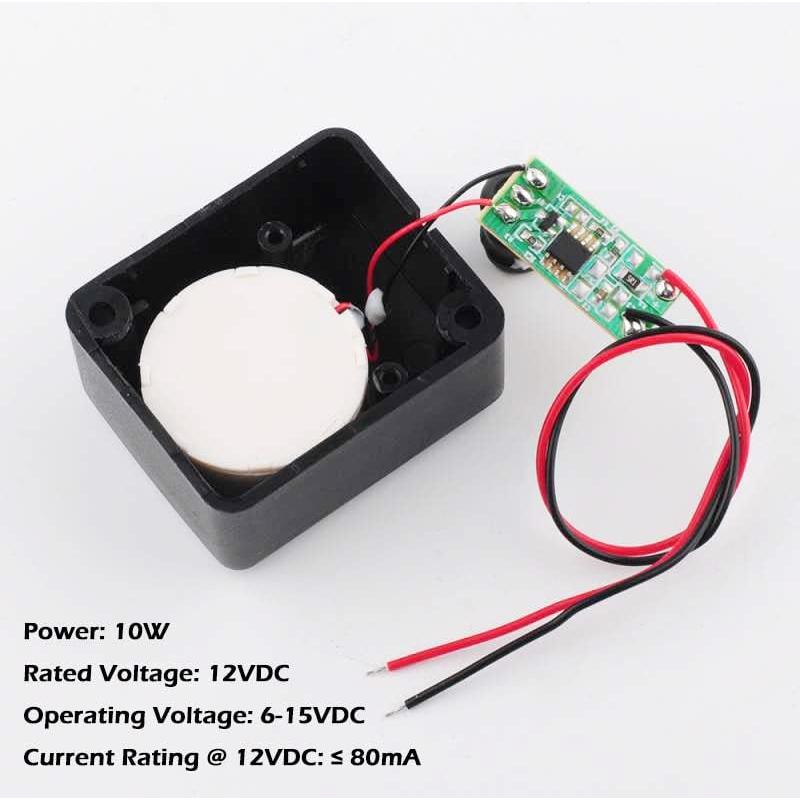 Sirena de Alarma Mini Piezo Wishiot 12V DC 110dB - Paquete de 5
