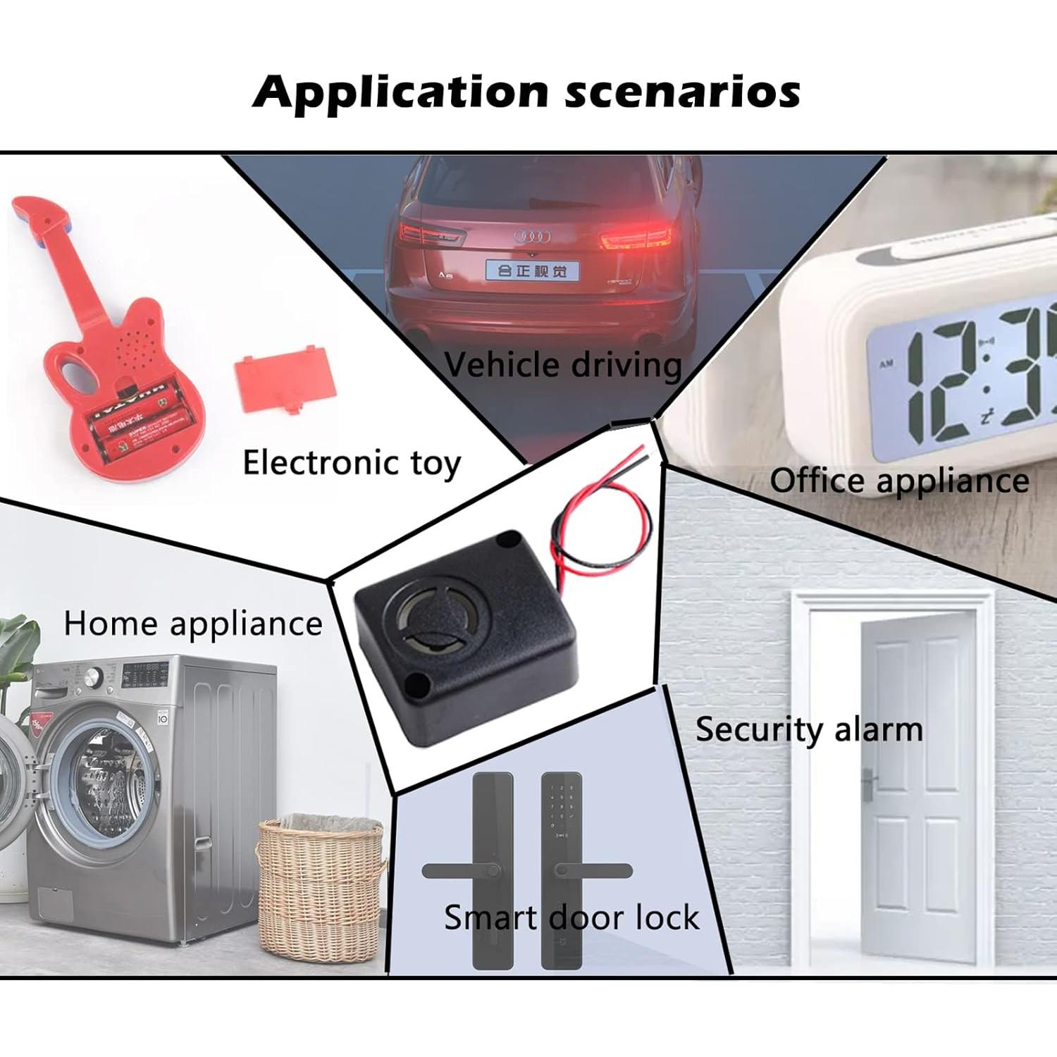 Sirena de Alarma Mini Piezo Wishiot 12V DC 110dB - Paquete de 5