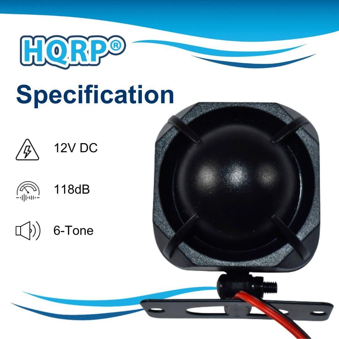 Sirena de Alarma Electrónica HQRP 20W 12V 118dB Negra