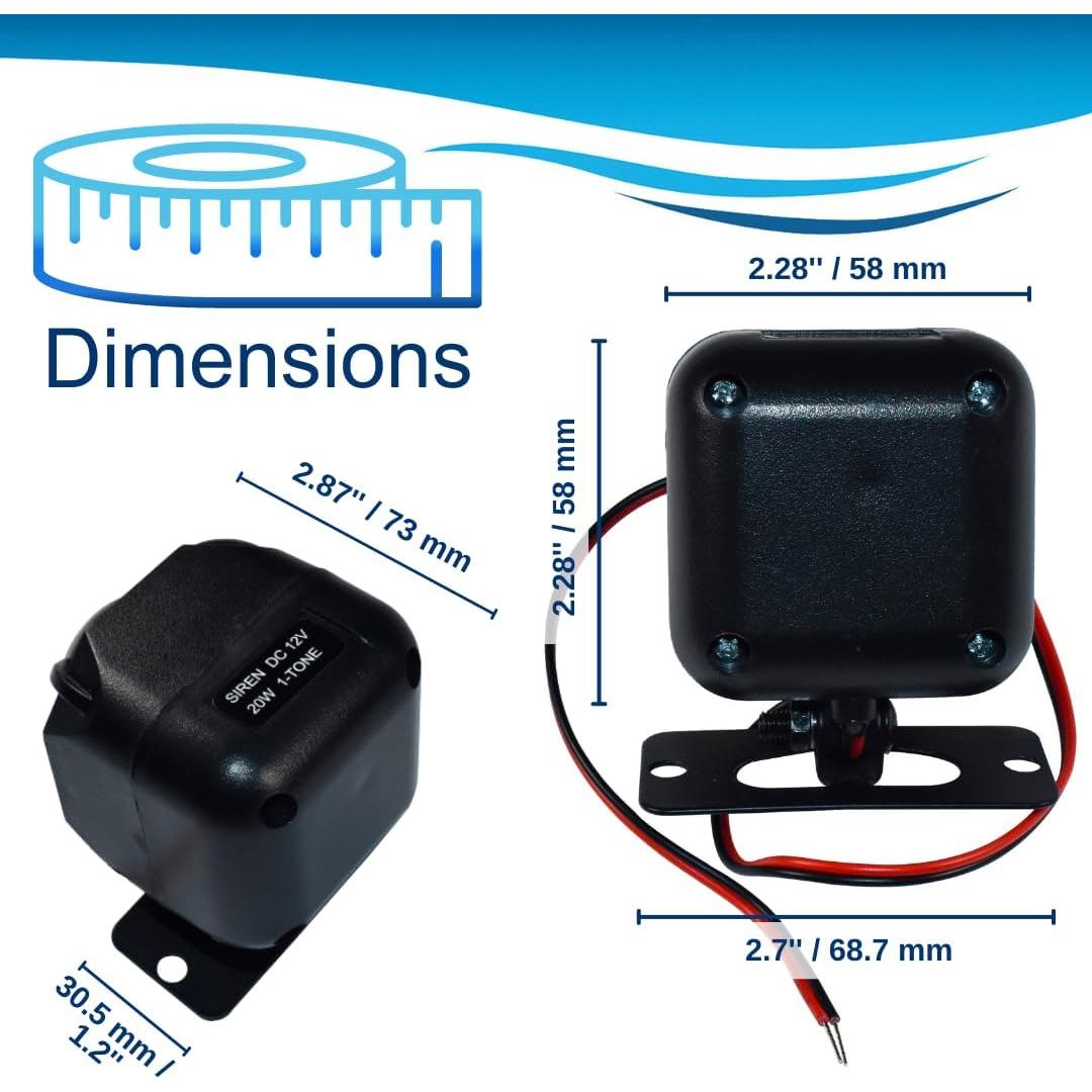 Sirena de Alarma Electrónica HQRP 20W 12V 118dB Negra