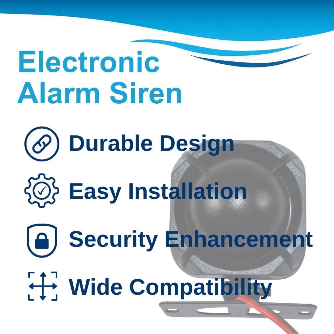 Sirena de Alarma Electrónica HQRP 20W 12V 118dB Negra