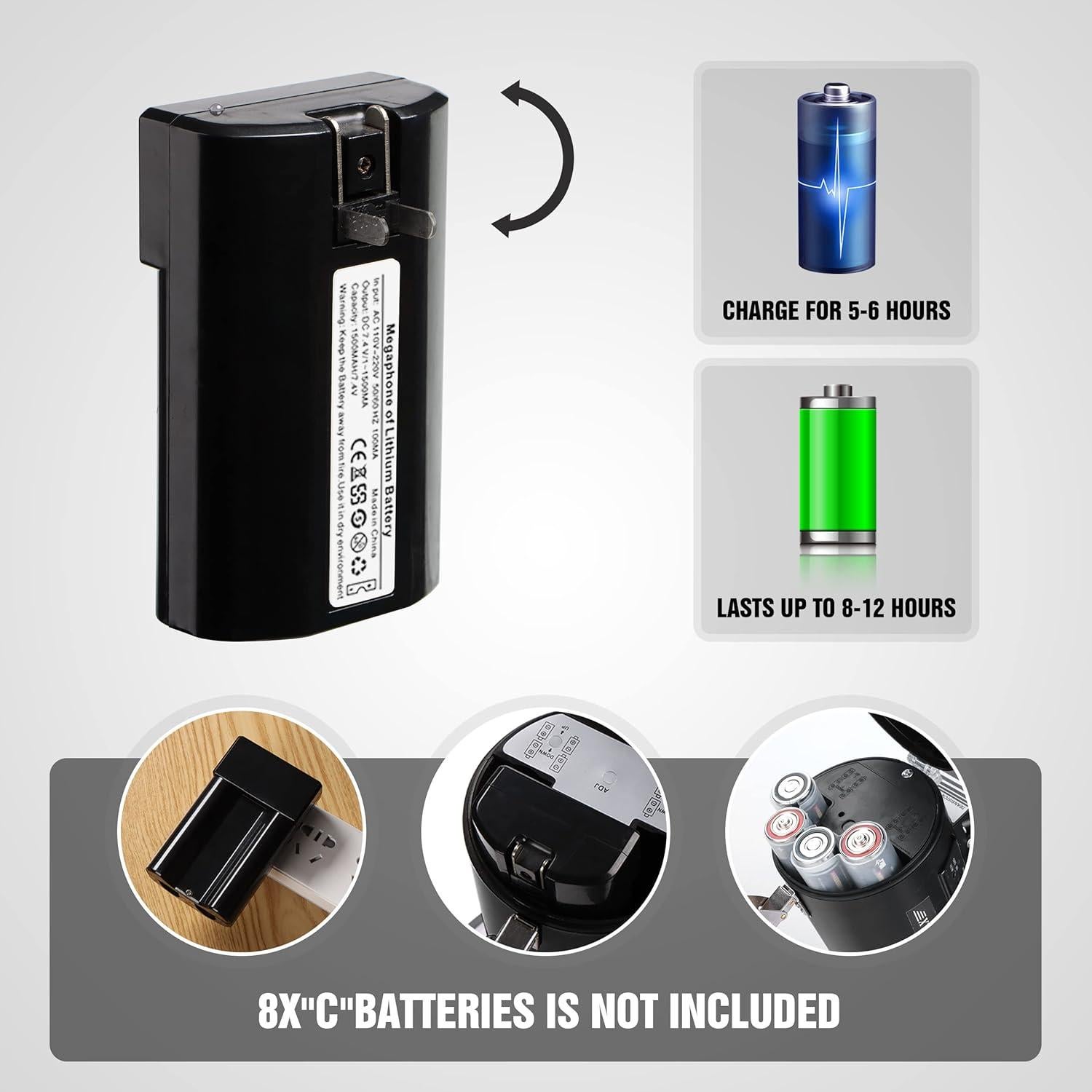 Megáfono Bluetooth MGROLX 50W con Batería Recargable y Sirena