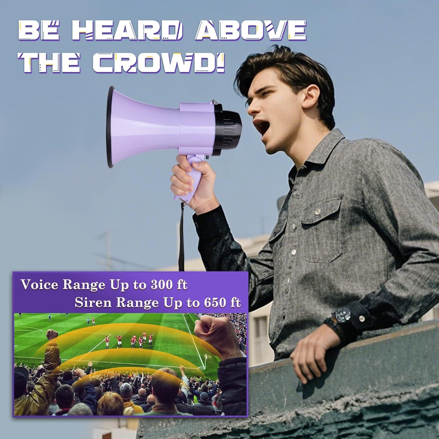 Megáfono MyMealivos 30W con Sirena y Control de Volumen 91.44m