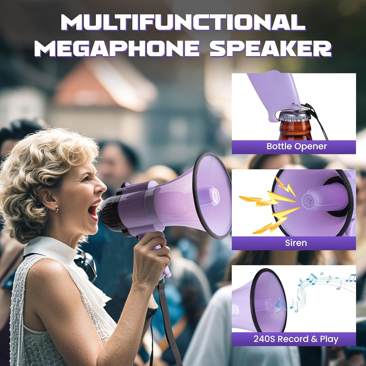 Megáfono MyMealivos 30W con Sirena y Control de Volumen 91.44m