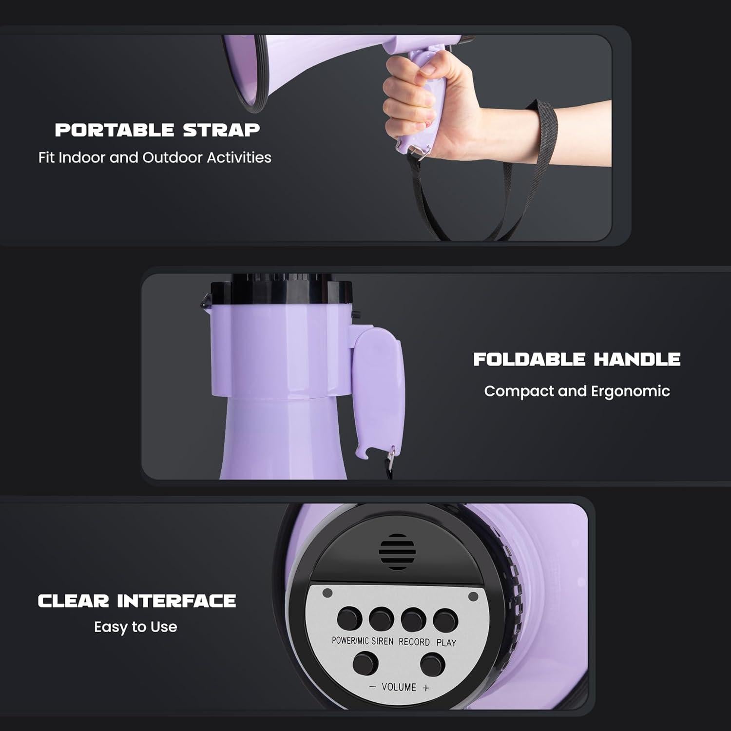 Megáfono MyMealivos 30W con Sirena y Control de Volumen 91.44m