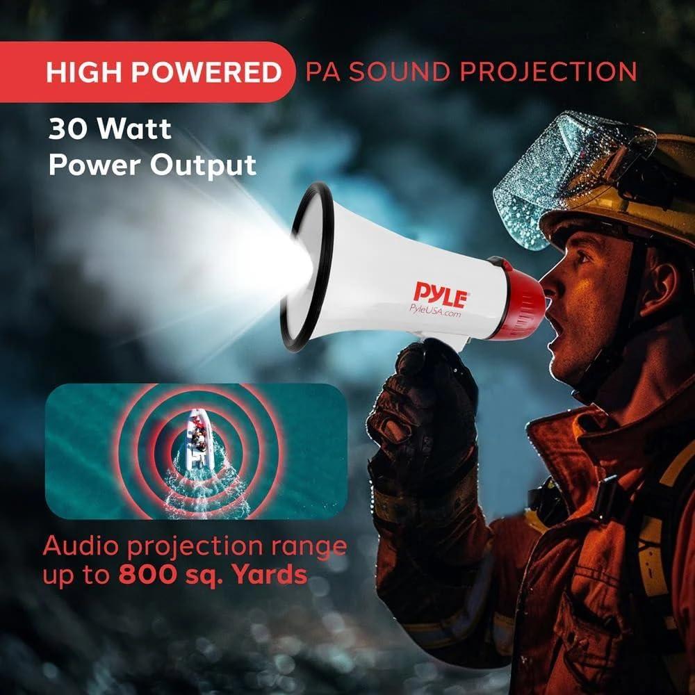 Megáfono Pyle Bullhorn 30W con Sirena y Control de Volumen