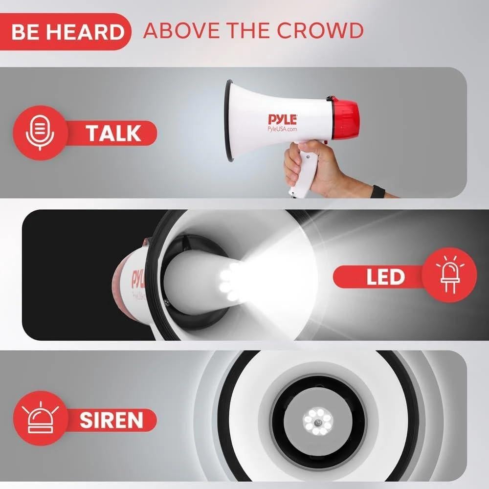 Megáfono Pyle Bullhorn 30W con Sirena y Control de Volumen
