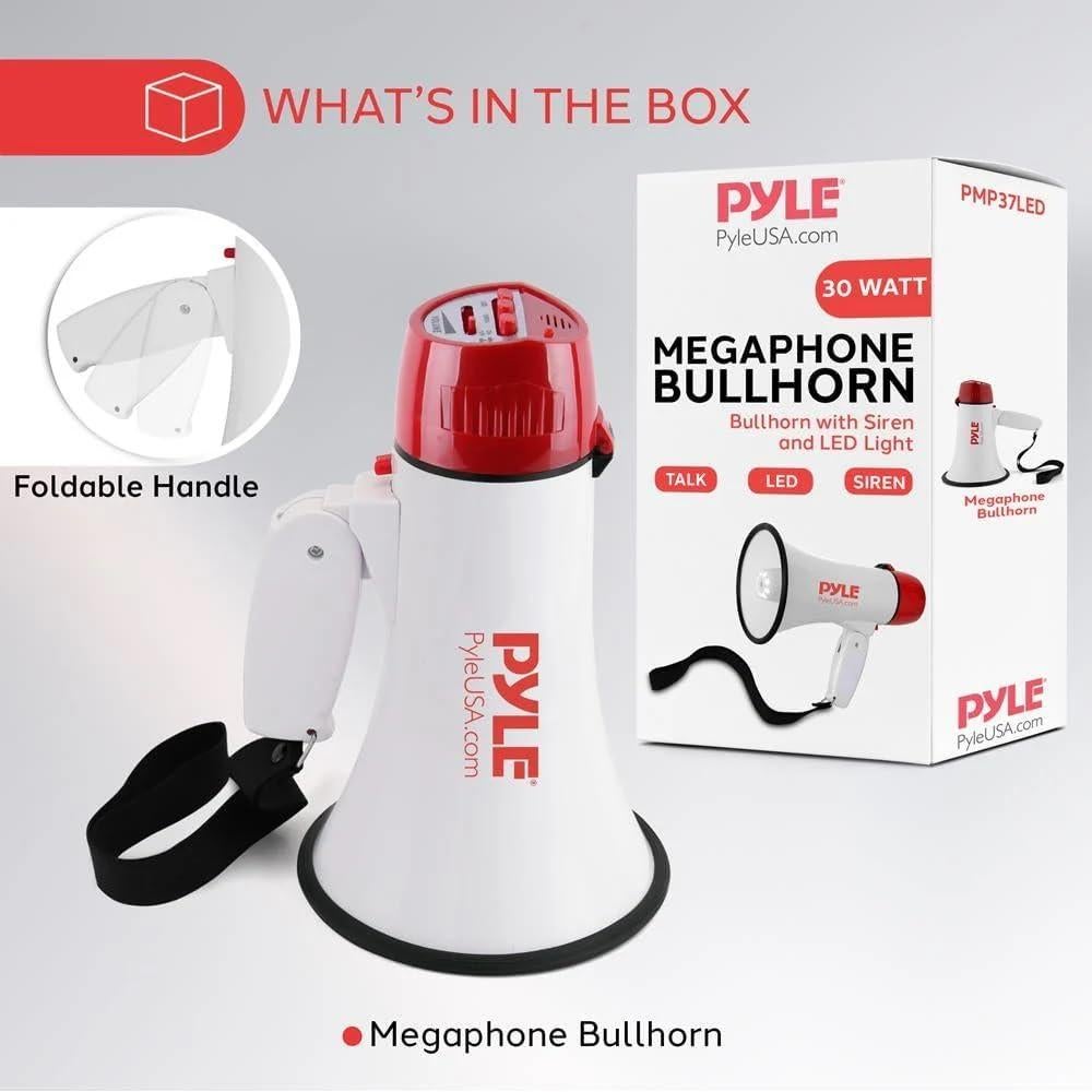Megáfono Pyle Bullhorn 30W con Sirena y Control de Volumen