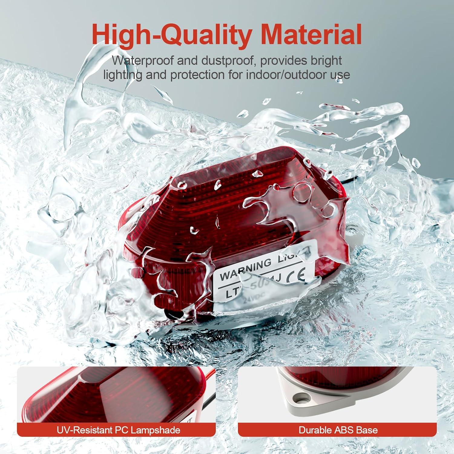 Luz de Advertencia Estroboscópica QTEATAK 24V LED Rojo 105dB