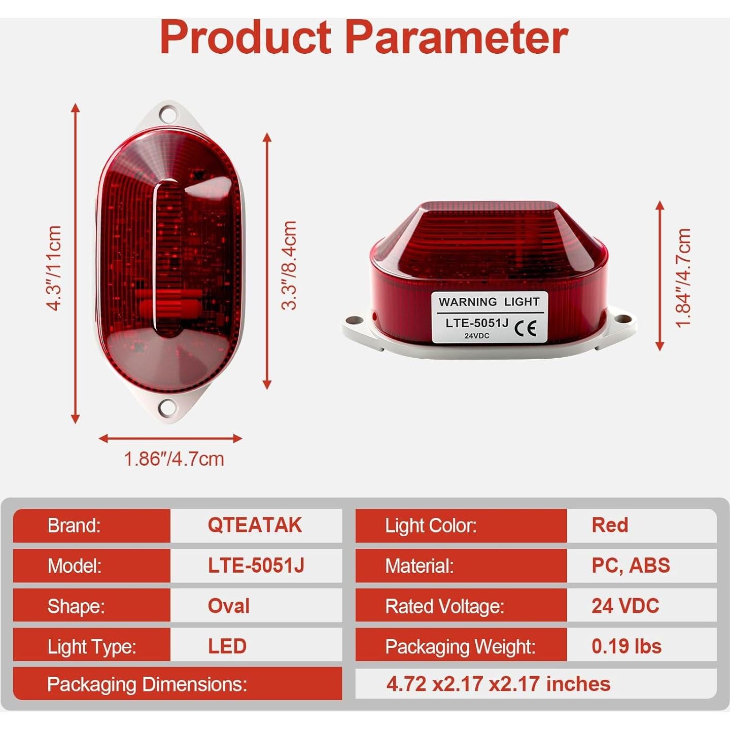 Luz de Advertencia Estroboscópica QTEATAK 24V LED Rojo 105dB