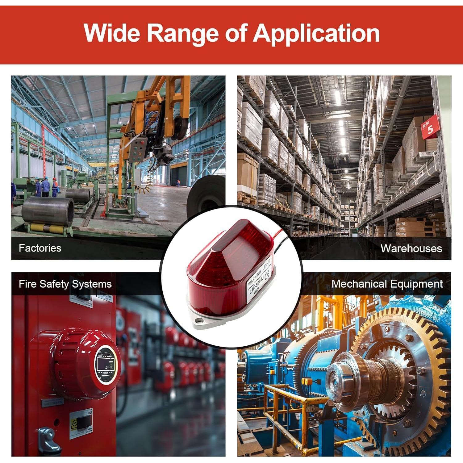 Luz de Advertencia Estroboscópica QTEATAK 24V LED Rojo 105dB