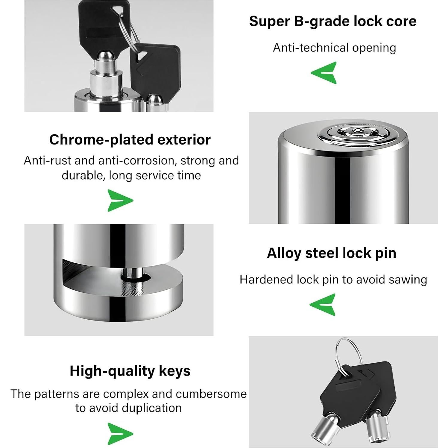 Candado de Disco de Freno KVAEY para Motocicleta - 2 Piezas