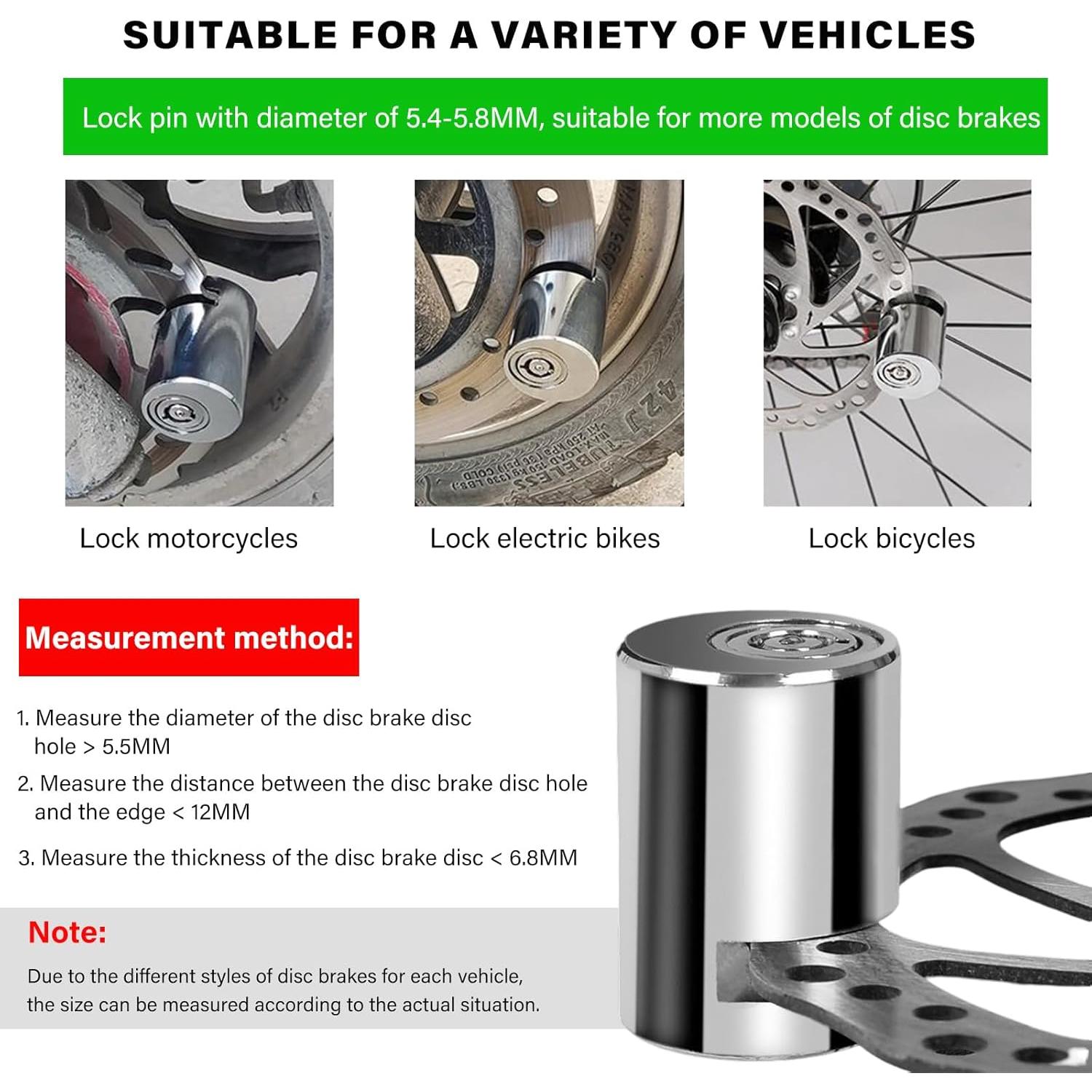 Candado de Disco de Freno KVAEY para Motocicleta - 2 Piezas