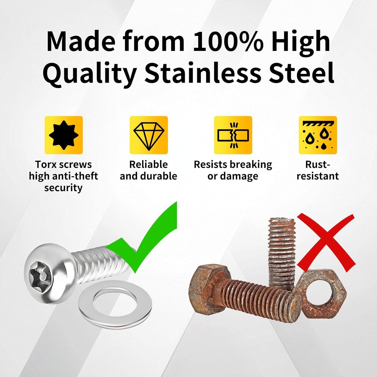 Tornillos Antirrobo para Placas de Matrícula HAVANSIDY 8 Pcs