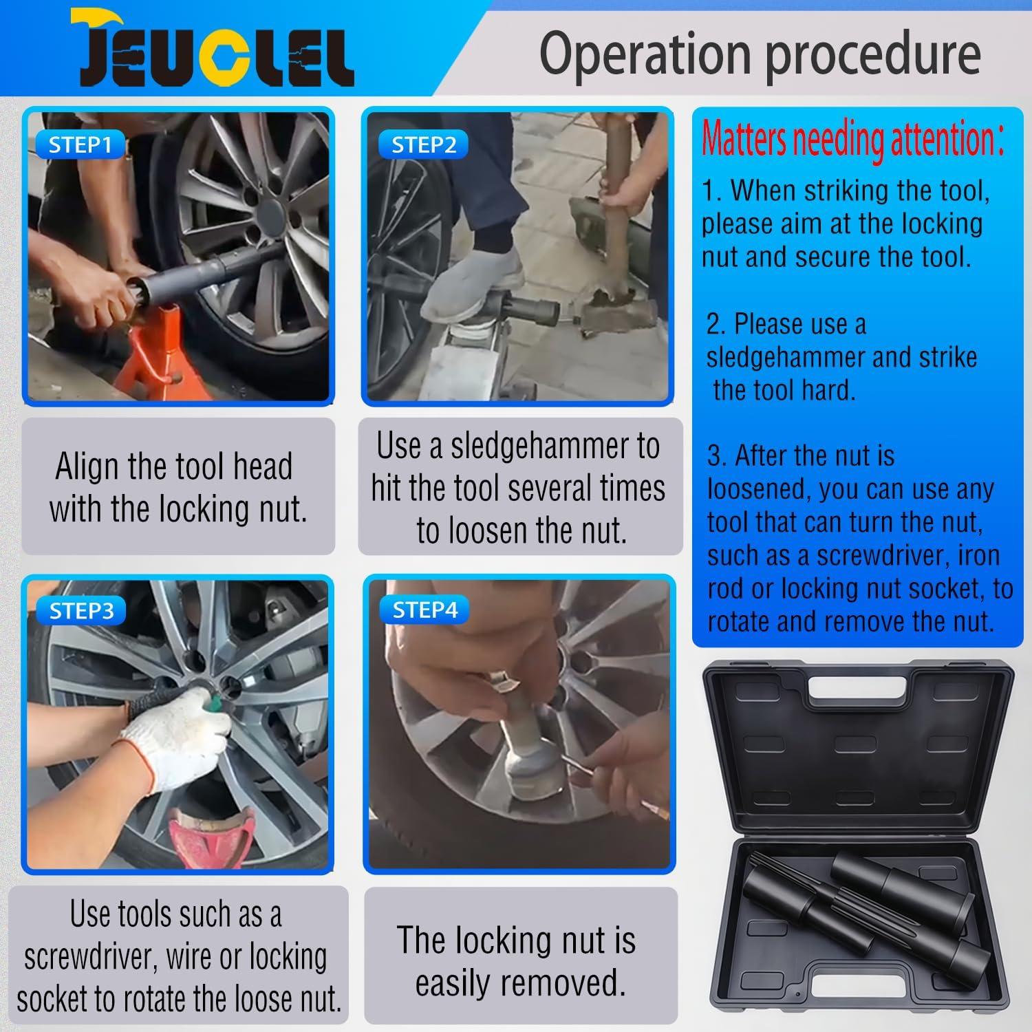 Extractor de Tuercas de Bloqueo de Rueda JEUCLEL 5.64kg