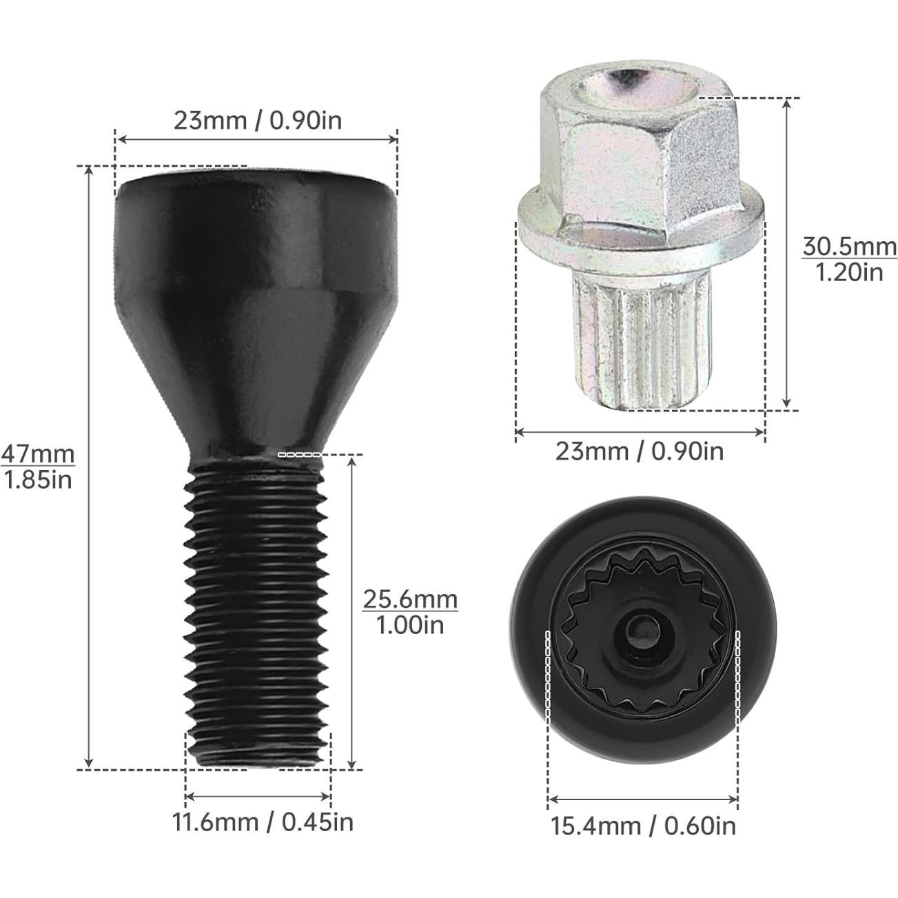 Juego de Tuercas de Seguridad M12x1.5mm ePathChina para BMW