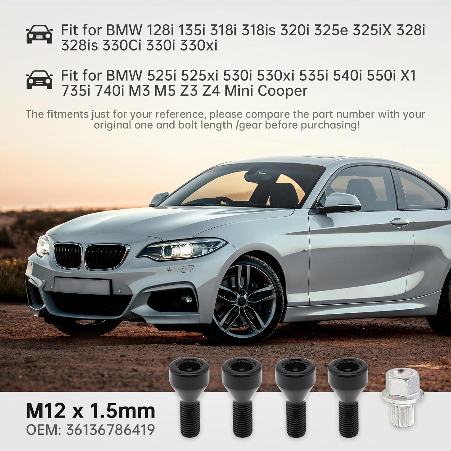 Juego de Tuercas de Seguridad M12x1.5mm ePathChina para BMW