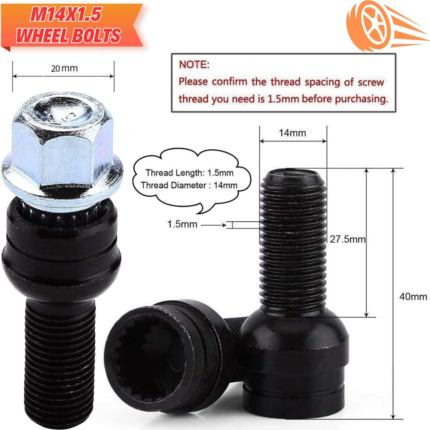 Tuercas de bloqueo M14x1.5 Qlhshop para VW Audi BMW - Juego de 5