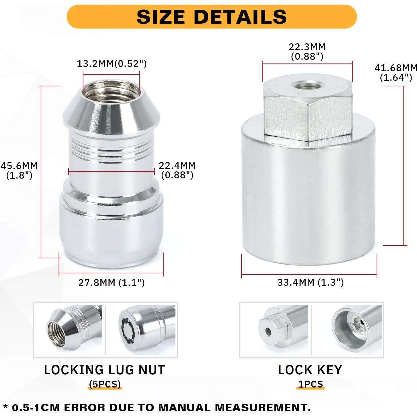 Juego de Tuercas de Bloqueo de Rueda PQY M14x1.5 para Jeep
