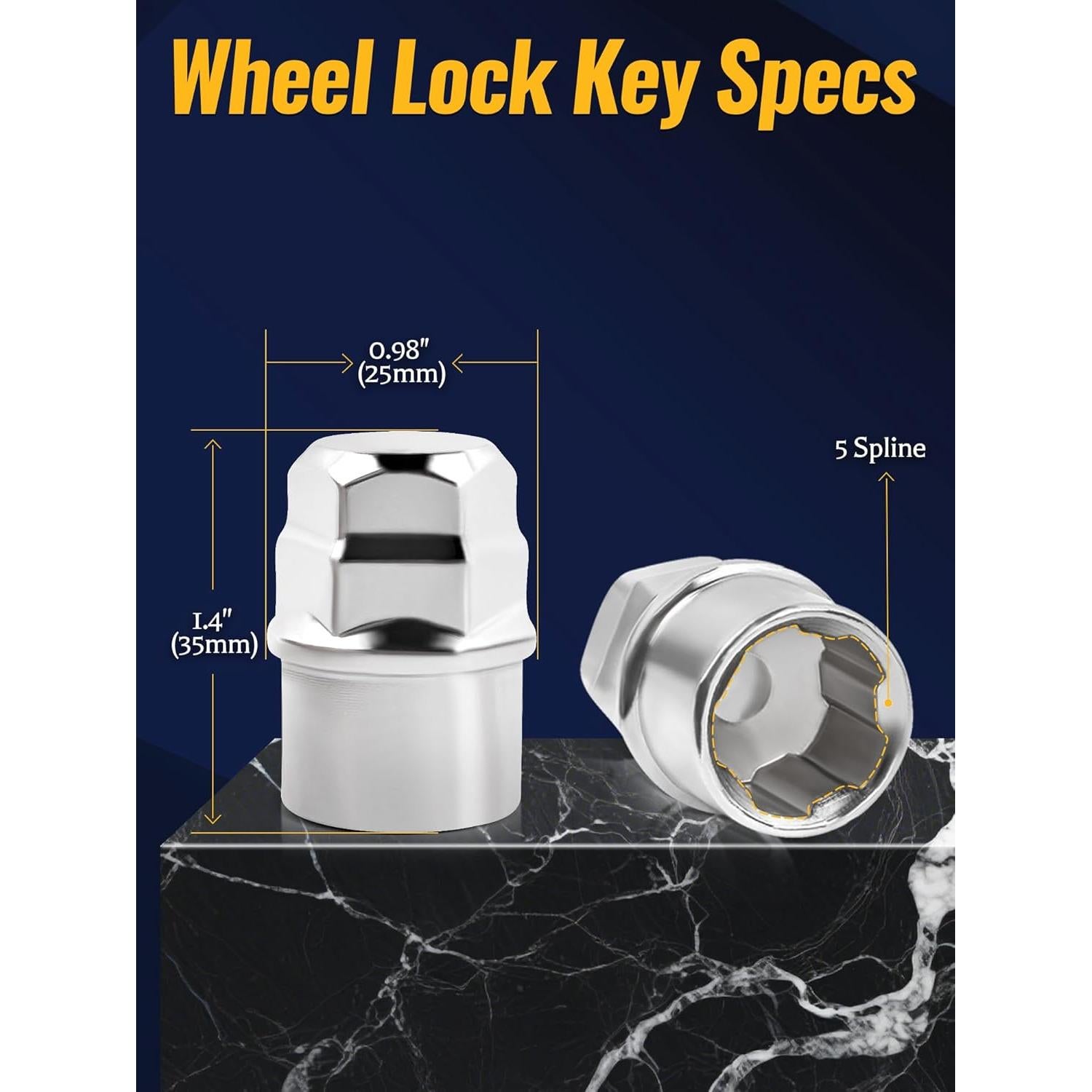 Juego de 6 Tuercas de Bloqueo de Rueda Mardarth M12x1.5 Antirrobo