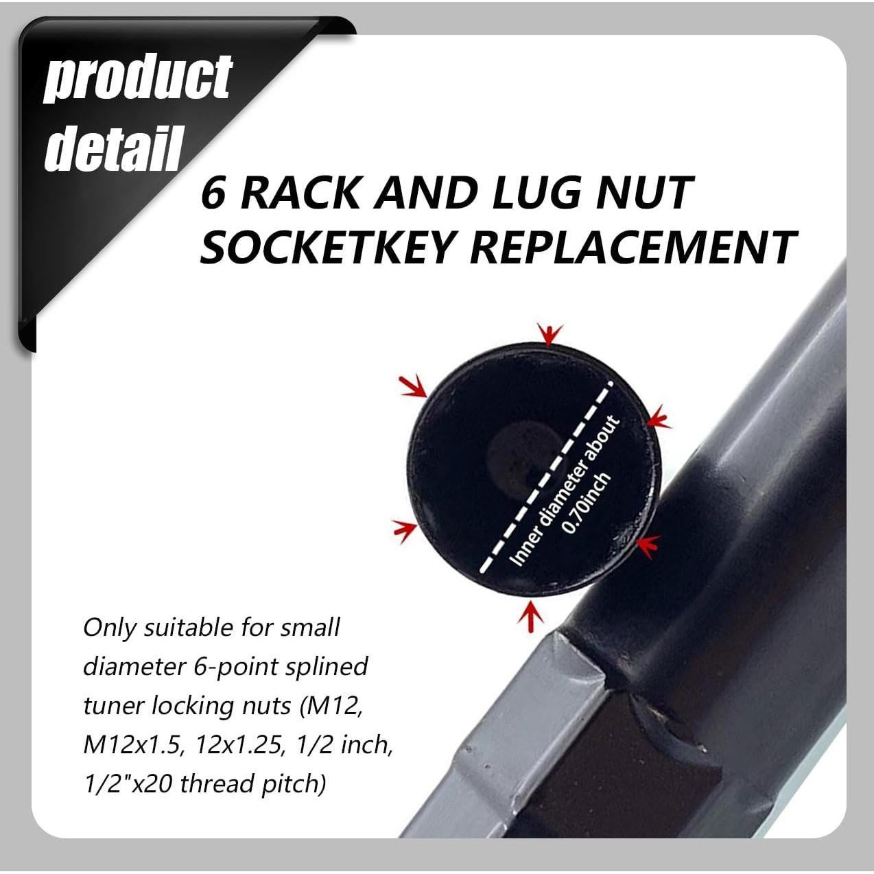 Herramienta de Instalación de Tuercas de Rueda QODOLSI 1 PC Metal Negro