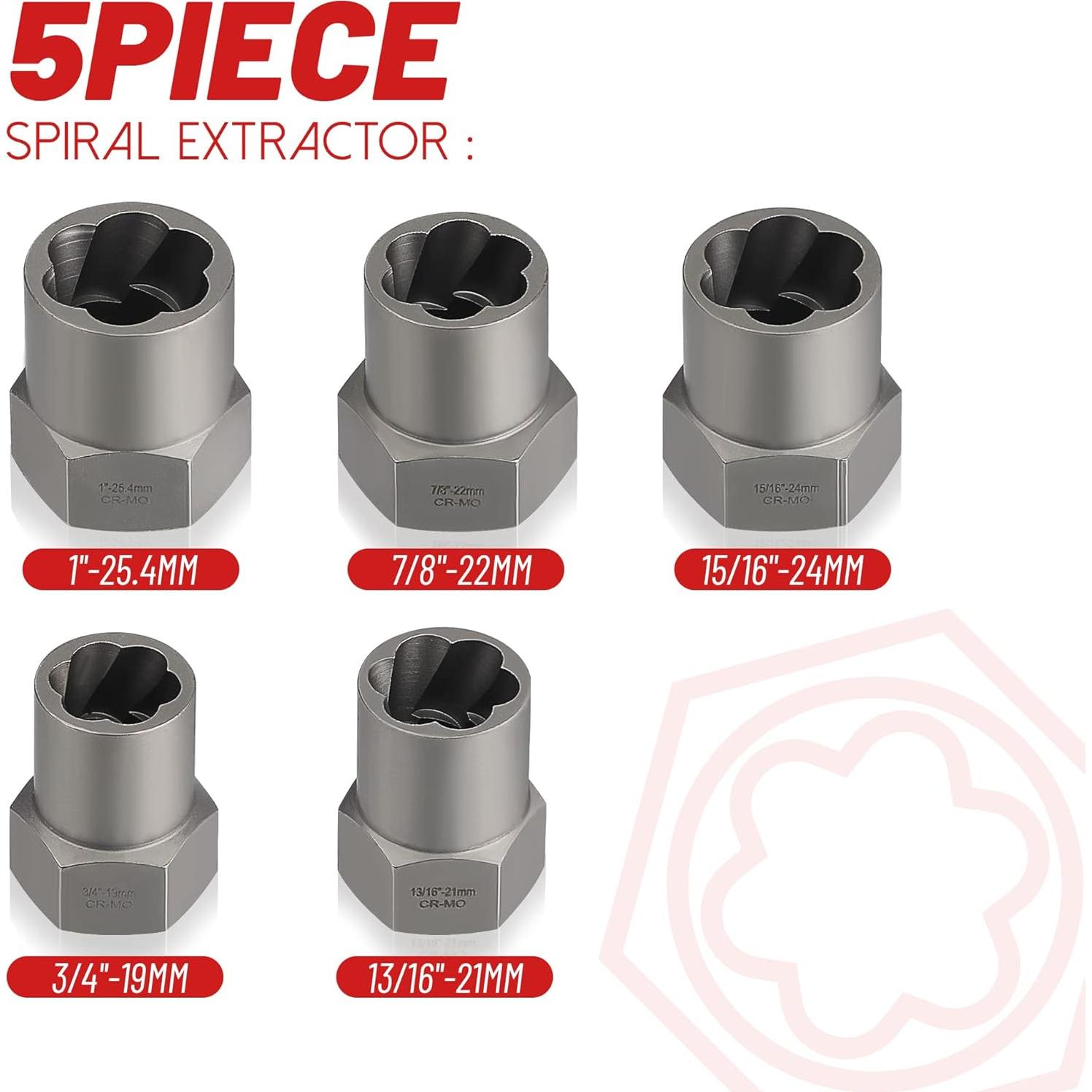 Juego de Extractores de Tornillos UYECOVE 5 Piezas 12.7 mm