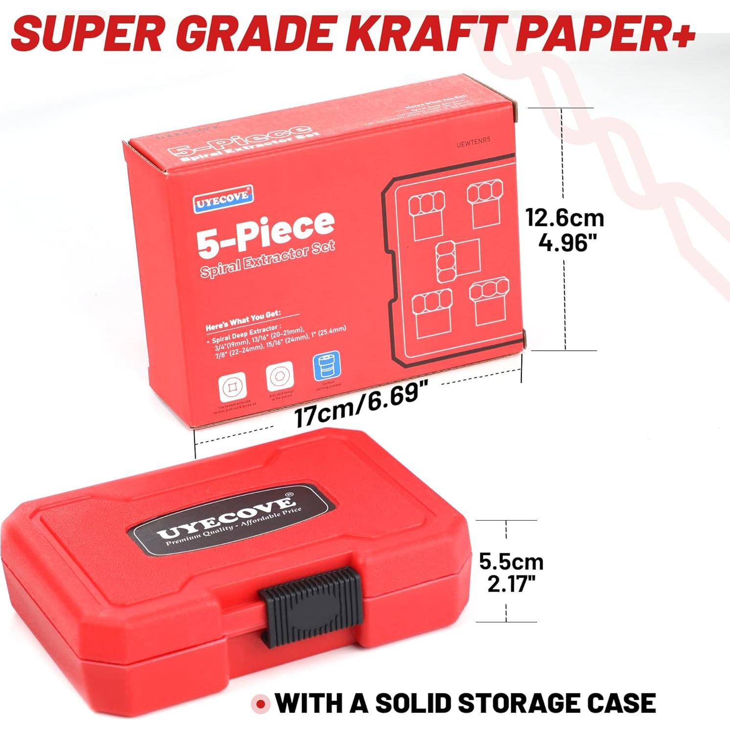 Juego de Extractores de Tornillos UYECOVE 5 Piezas 12.7 mm