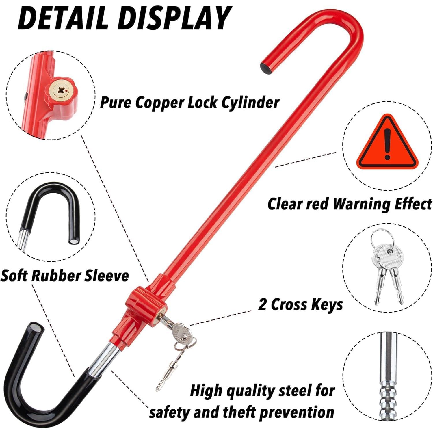 Cerradura de Volante Antirrobo Cartman Ajustable 53-76cm Rojo