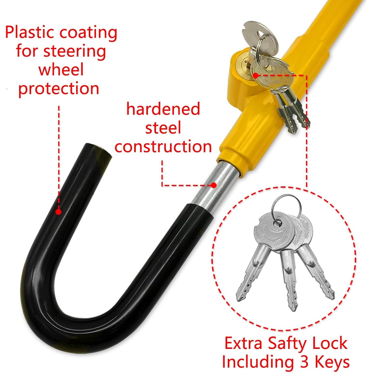Candado Antirrobo KAYCENTOP para Volante y Pedal de Freno Amarillo