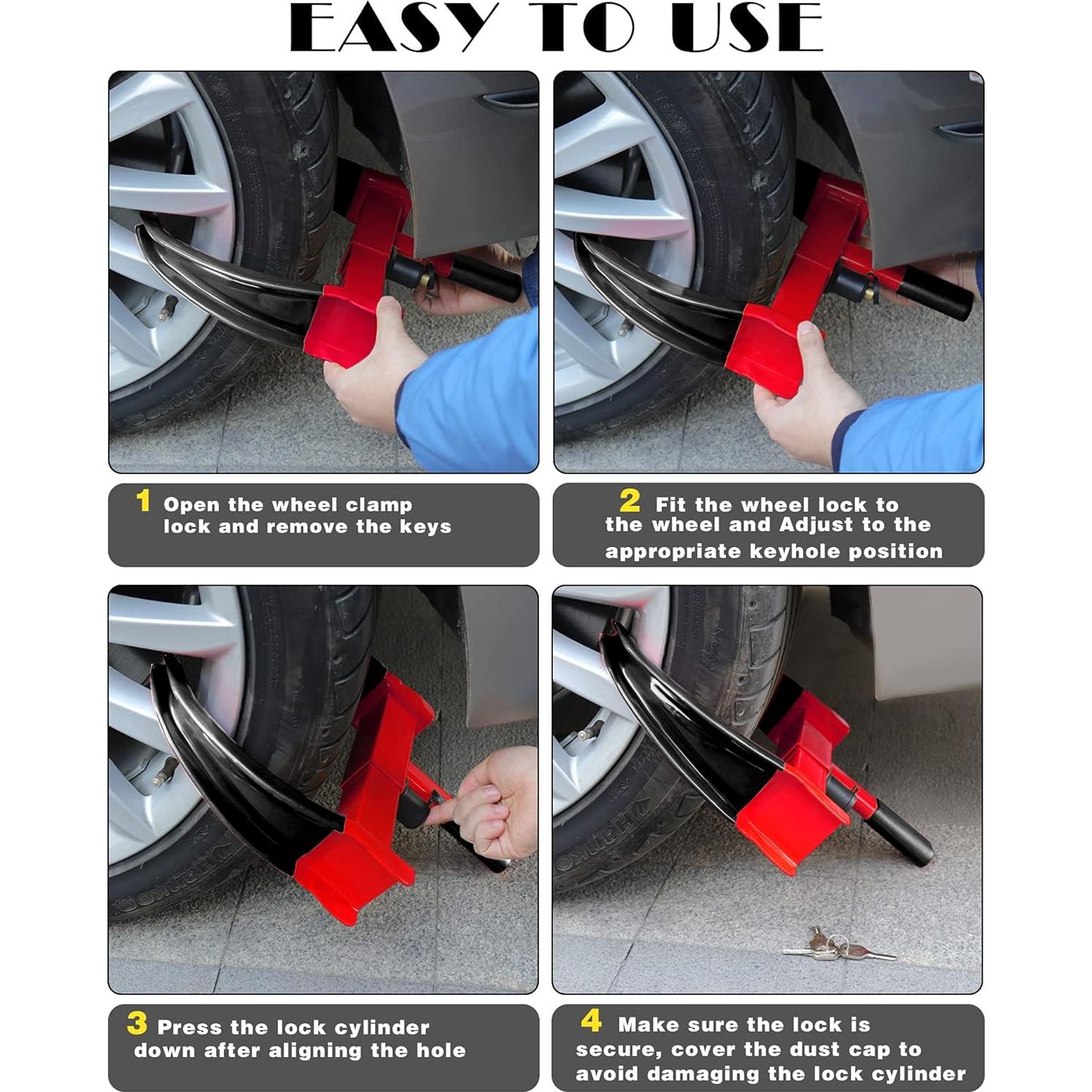 Bloqueo de Rueda Antirrobo Tevlaphee para Autos y Remolques