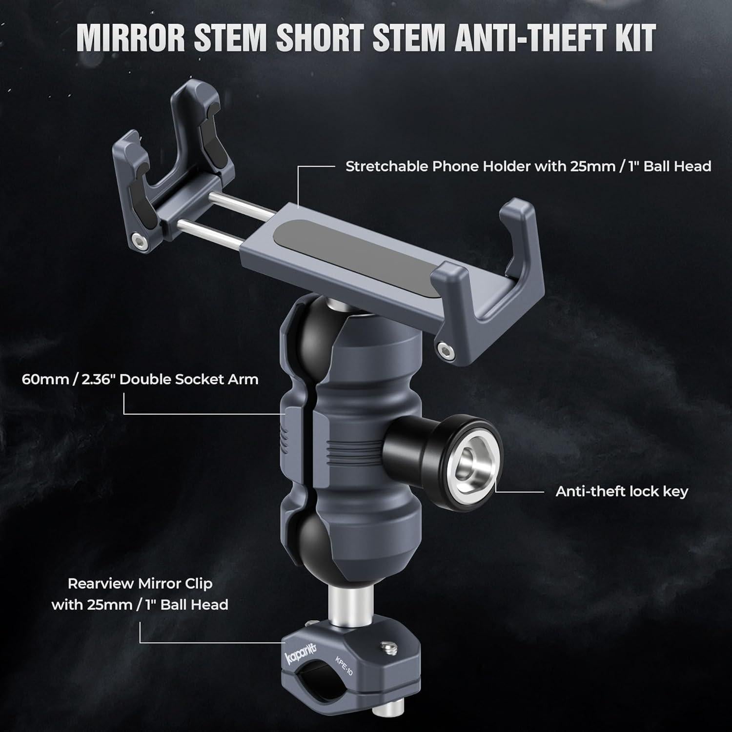 Soporte para Teléfono de Motocicleta KAPARNER Antirrobo 360°