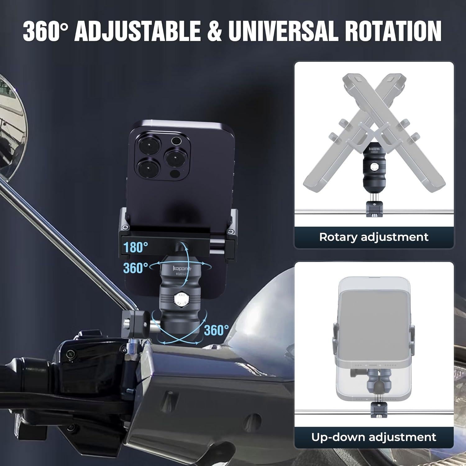 Soporte para Teléfono de Motocicleta KAPARNER Antirrobo 360°