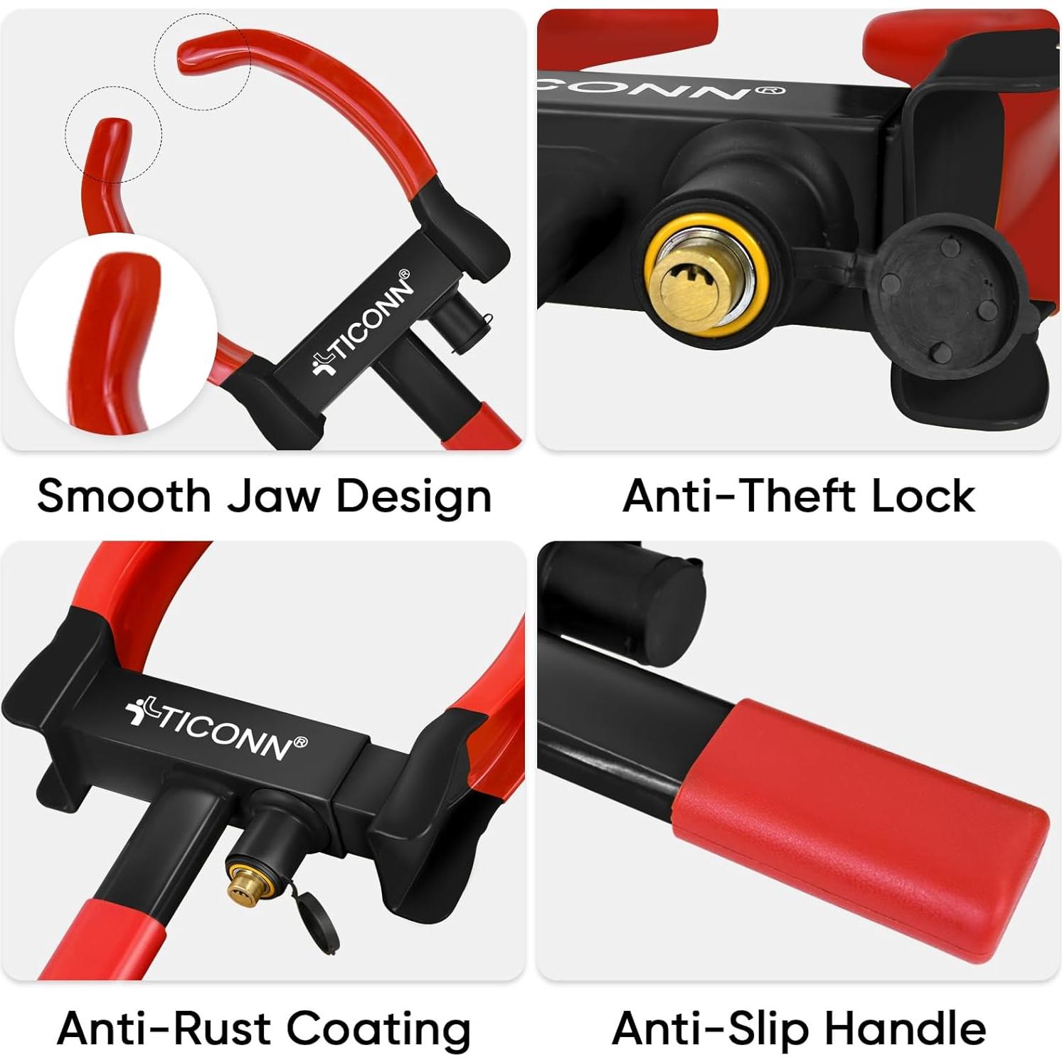 Bloqueo de Rueda TICONN Antirrobo Ajustable para Vehículos