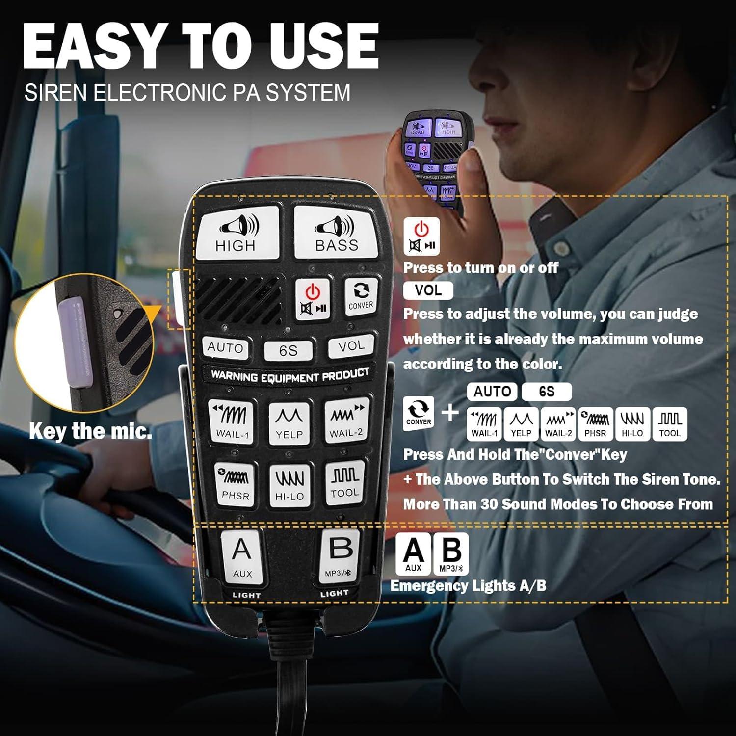 Kit de Altavoz de Sirena Policial YYATYS 200W PA 12V