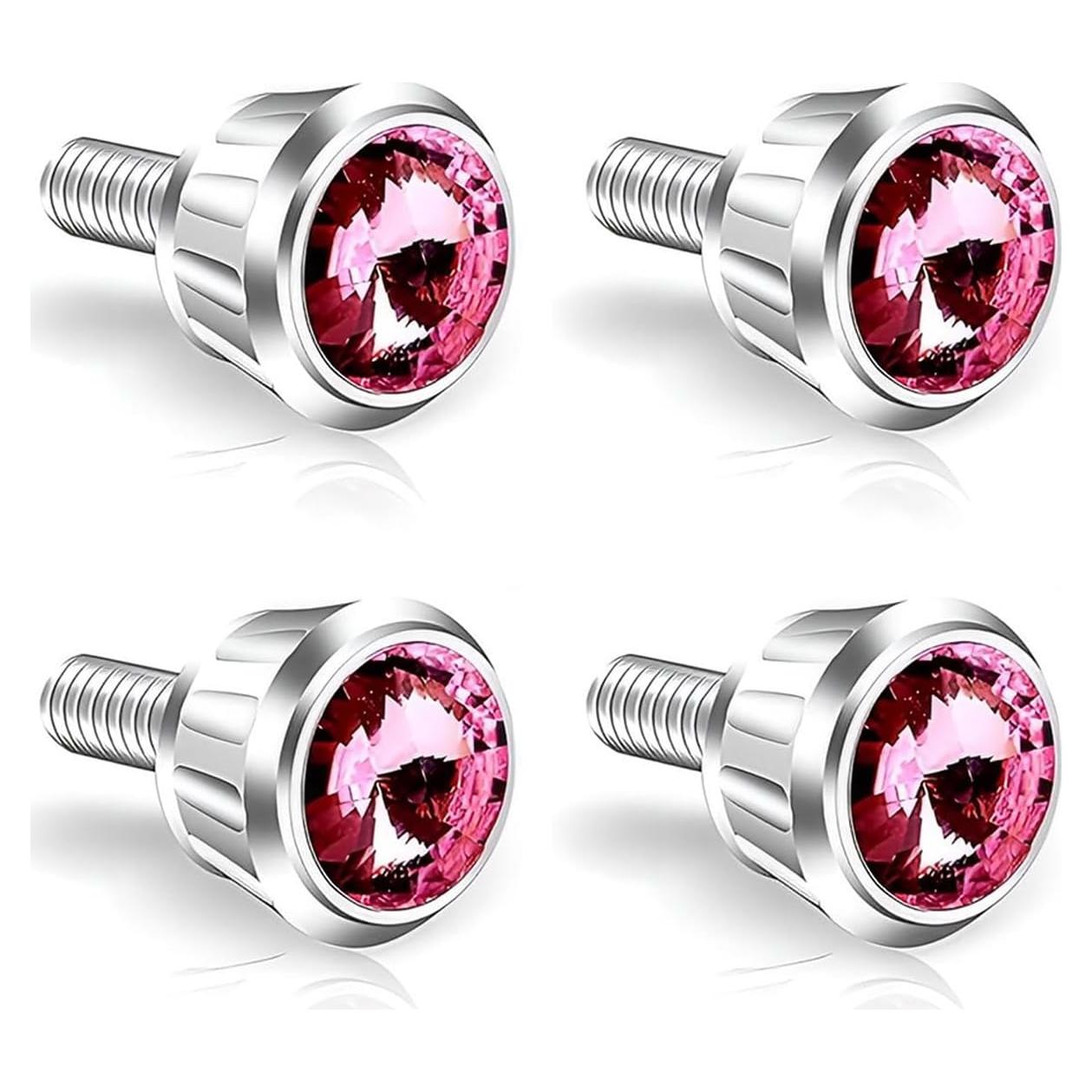 Kit de Fijación Placas Matrícula Automóvil Getfay 4 PCS Rosa