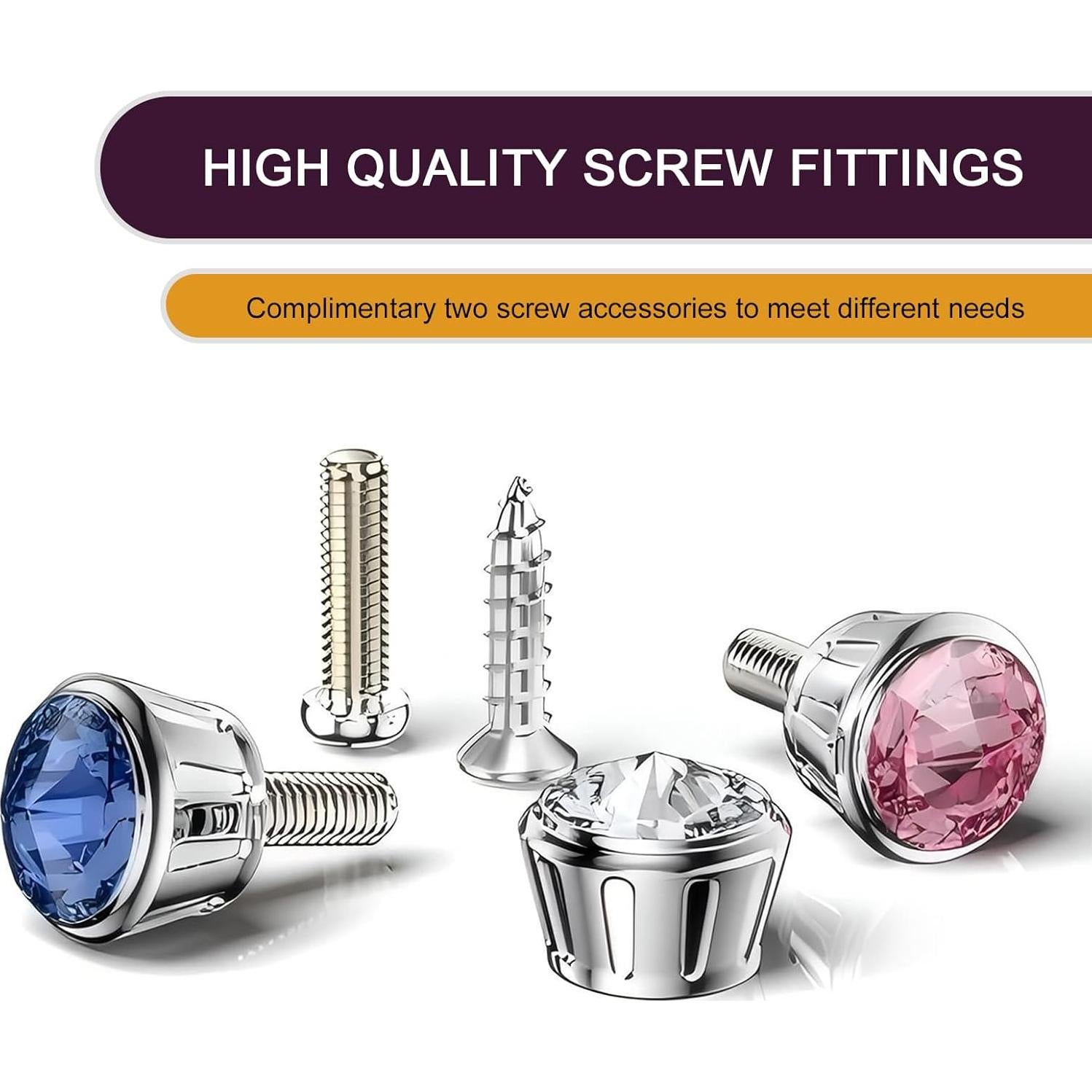 Kit de Fijación Placas Matrícula Automóvil Getfay 4 PCS Rosa