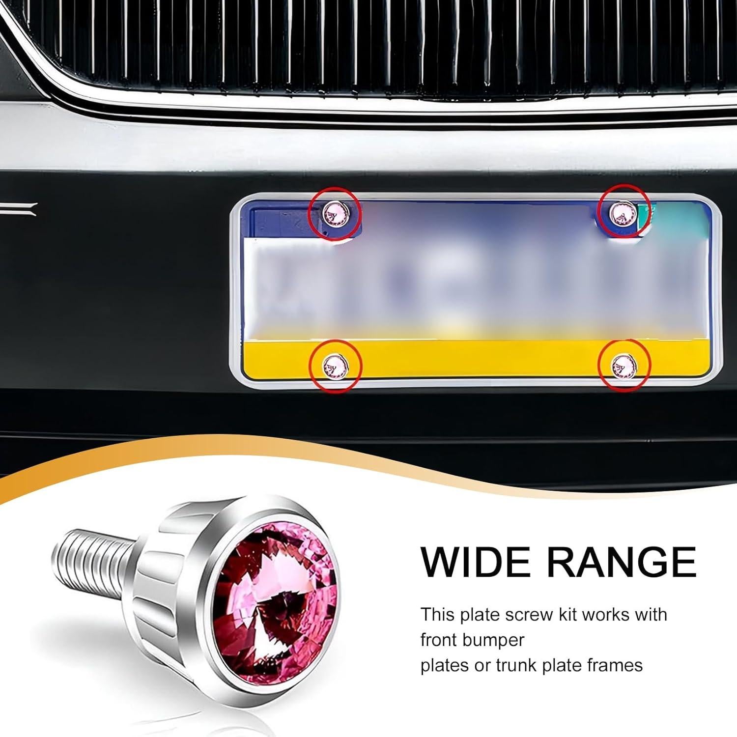 Kit de Fijación Placas Matrícula Automóvil Getfay 4 PCS Rosa