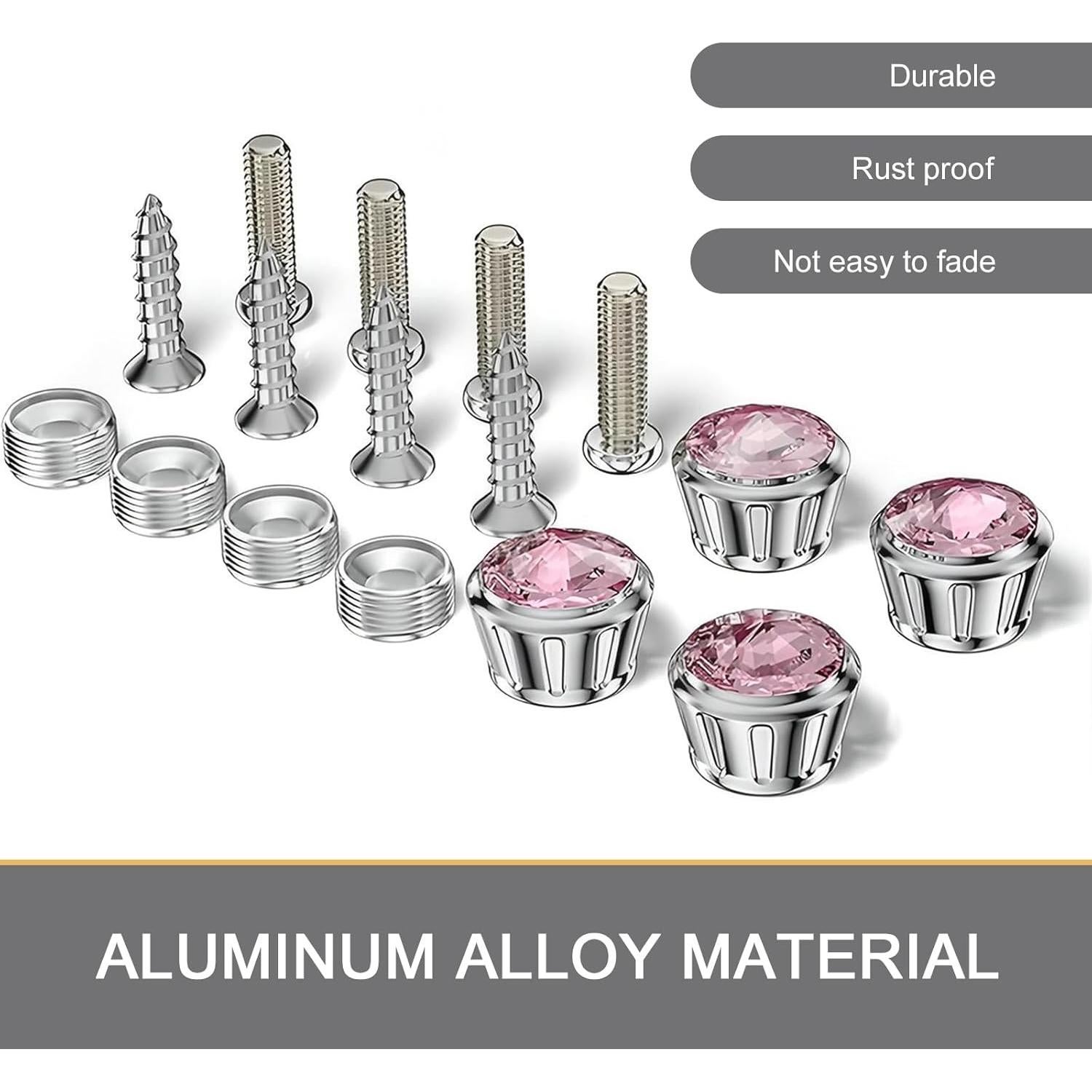 Kit de Fijación Placas Matrícula Automóvil Getfay 4 PCS Rosa