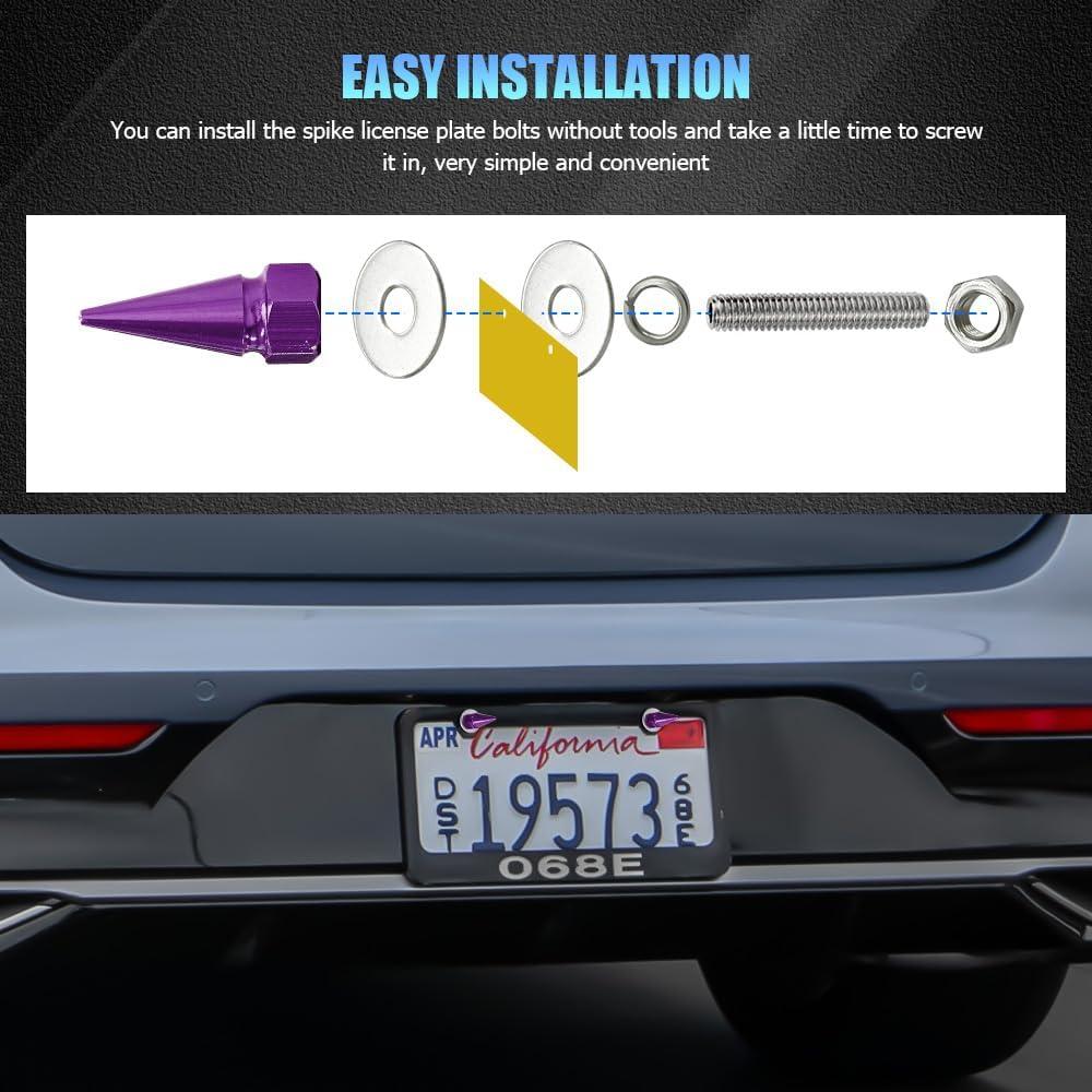 Kit de Tornillos de Placa de Matrícula Antirrobo Lyxheth 4 Pcs