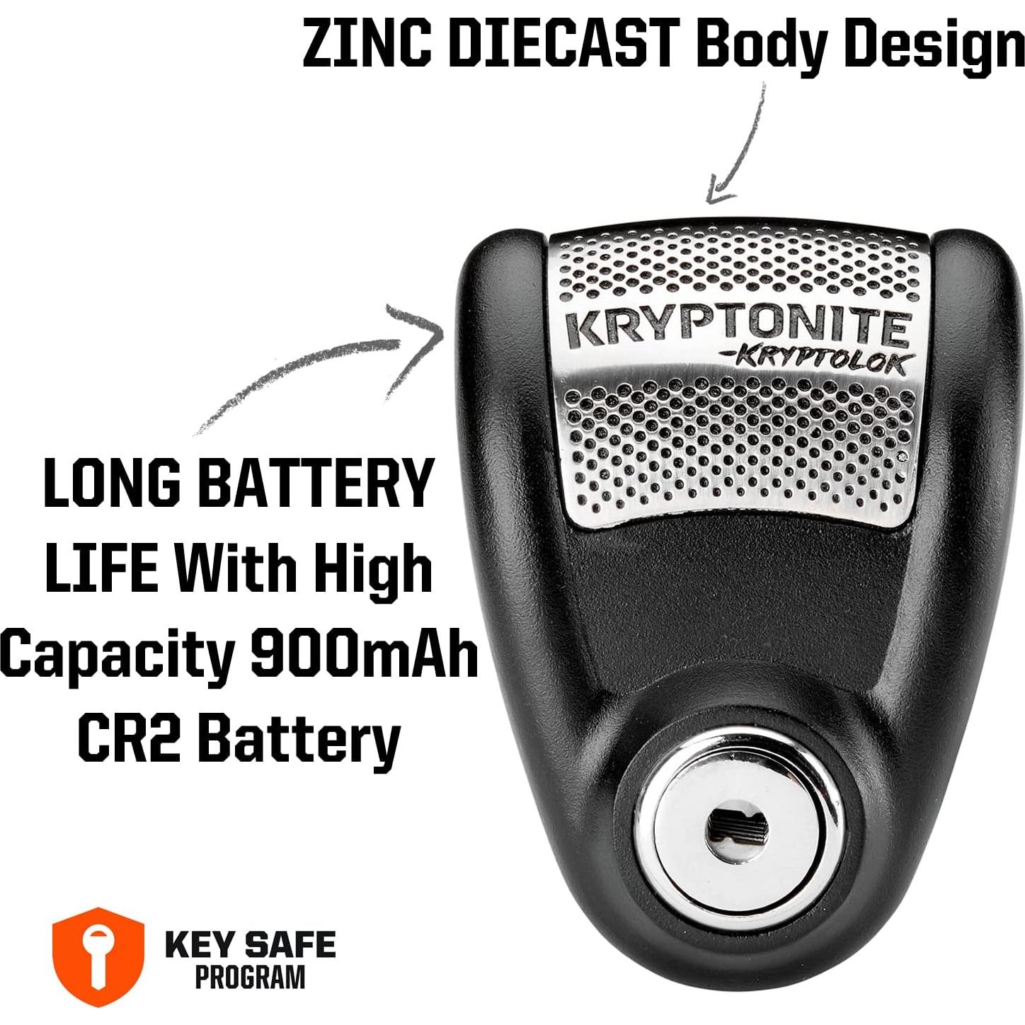 Cerradura de Disco Kryptonite con Alarma 120dB para Motocicleta