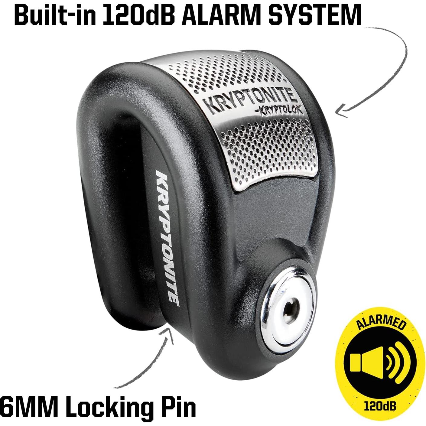 Cerradura de Disco Kryptonite con Alarma 120dB para Motocicleta