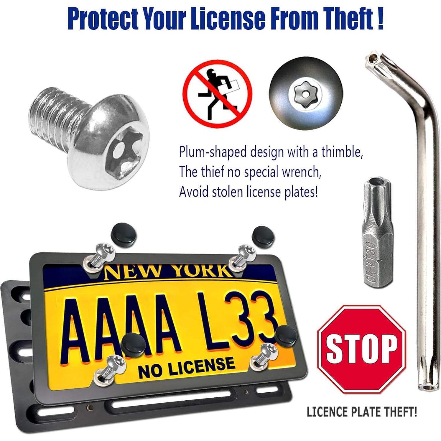 Soporte de Placa de Licencia Frontal AOOTF - Aluminio Negro