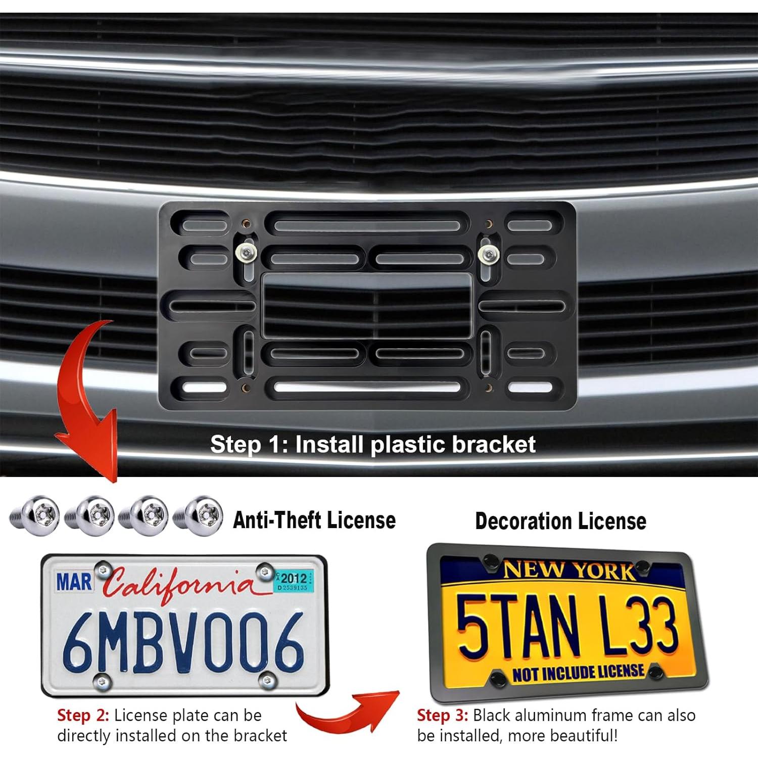 Soporte de Placa de Licencia Frontal AOOTF - Aluminio Negro