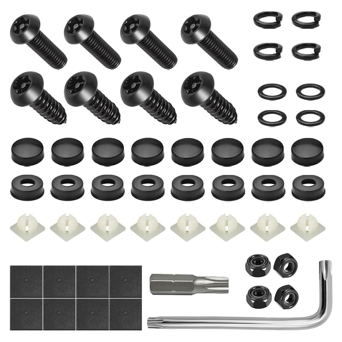 Kit de Tornillos Antirrobo ZNDAW para Placas de Licencia - Negro