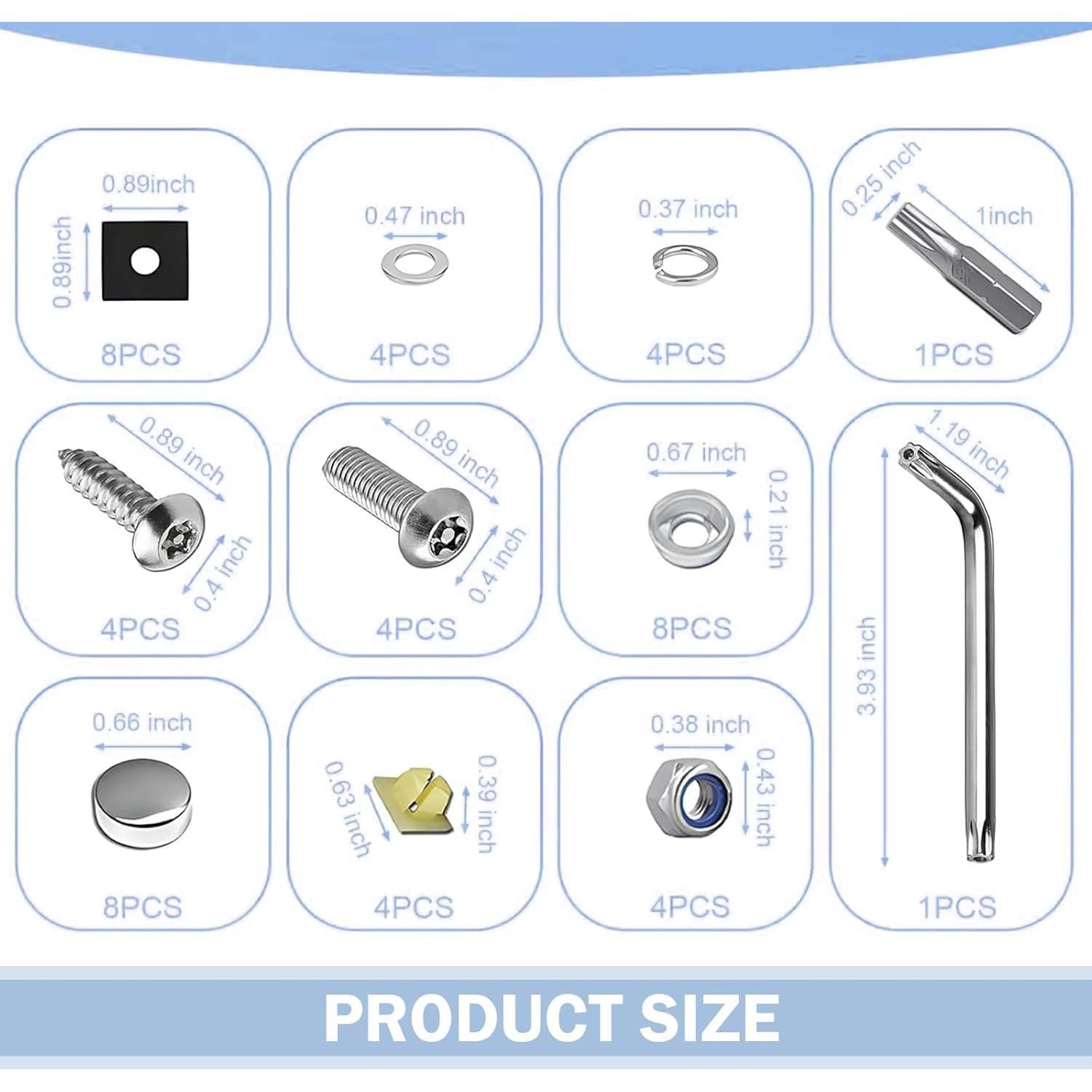 Kit de Tornillos Antirrobo para Placas de Matrícula Merdege 43 Piezas