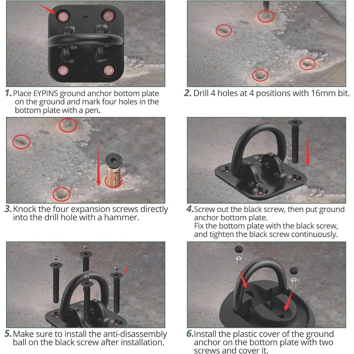 Anclaje de Suelo EYPINS de Acero Antirrobo para Motocicletas y Bicicletas