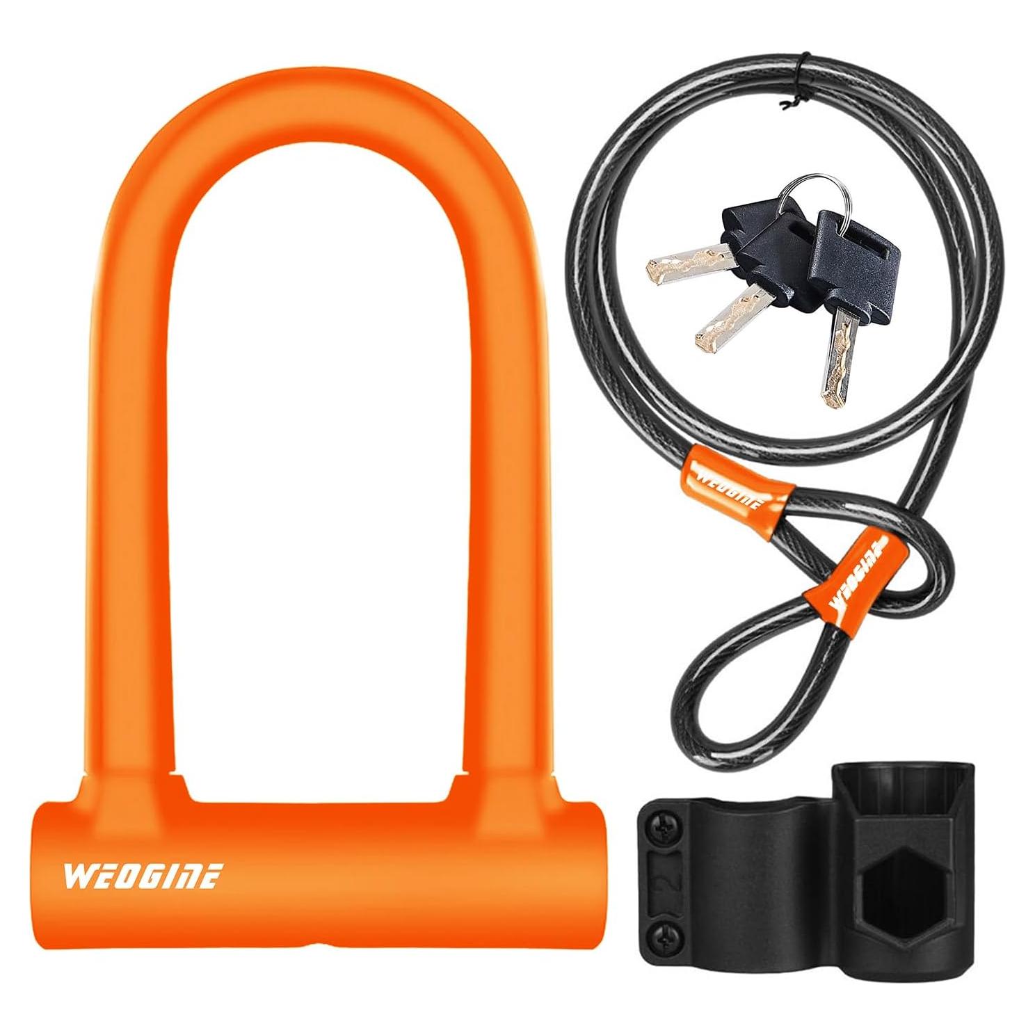 Candado U Antirrobo Weogine para Bicicleta con Cable 1.3kg